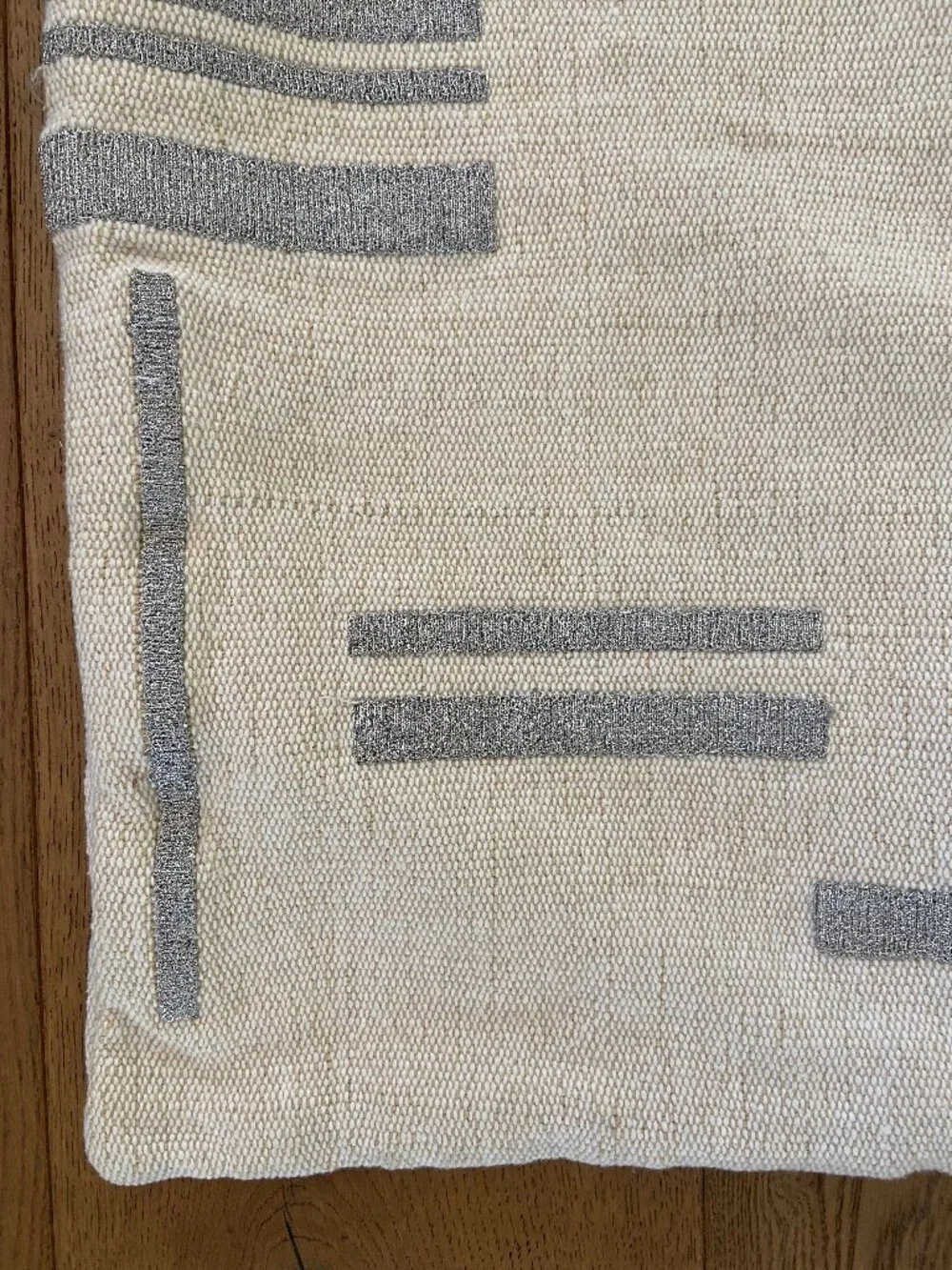West Elm Embroidered Metallic Blocks Pillow Cover